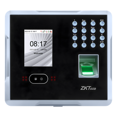 Terminal Multi-Biométrica de Asistencia y Control de Acceso / Reconocimiento Facial, Huella y Tarjeta / 2,000 Usuarios / 1,500 Rostros / 2,000 Huellas / 100,000 Eventos / TCP/IP Wi-Fi USB / ADMS / Pantalla 2.8' TFT